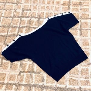 NWT:Lauren knitted navy top w/ buttons at shoulder